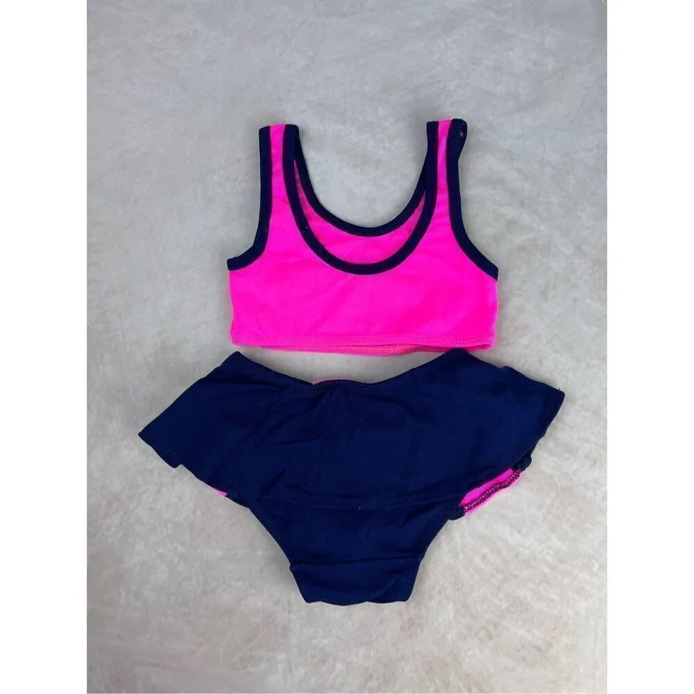 Vintage Girls Butterfly Swimsuit 90s Y2K 2T Neon